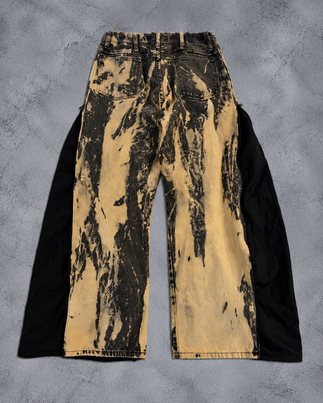ACID WASH ZIP PANEL BAGGY DENIM