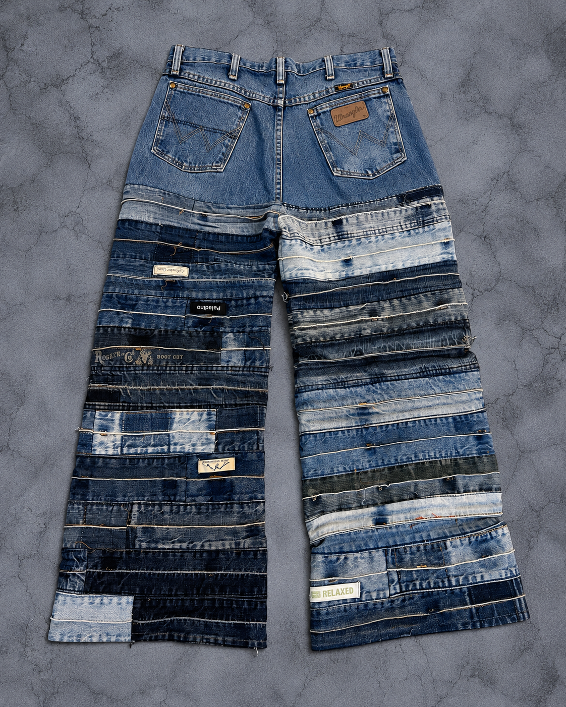 REBUILD CONTRAST PATCHWORK WIDE DENIM