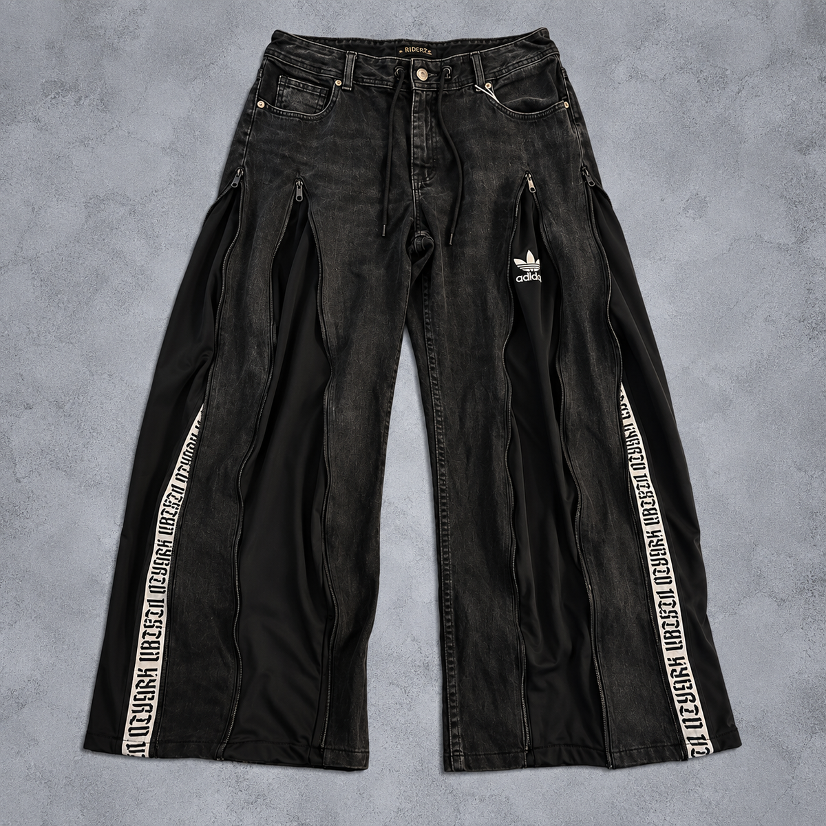 BLACK FUSION ZIP WIDE PANTS