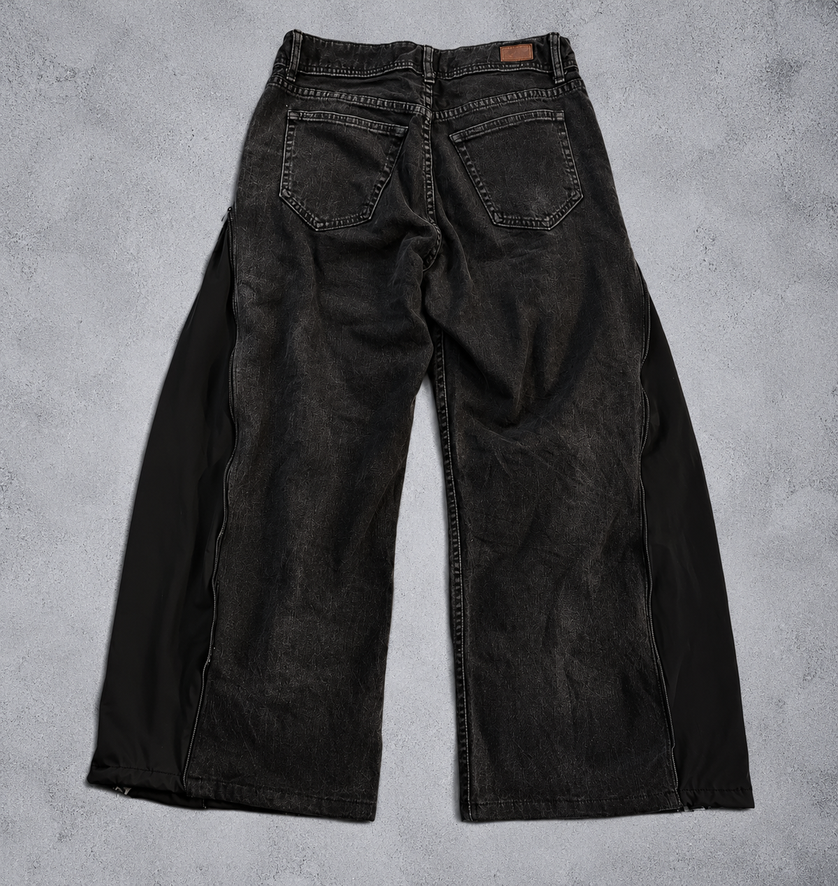 BLACK FUSION ZIP WIDE PANTS