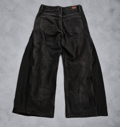 BLACK FUSION ZIP WIDE PANTS