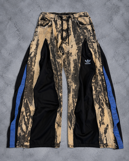 ACID WASH ZIP PANEL BAGGY DENIM