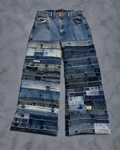 REBUILD CONTRAST PATCHWORK WIDE DENIM