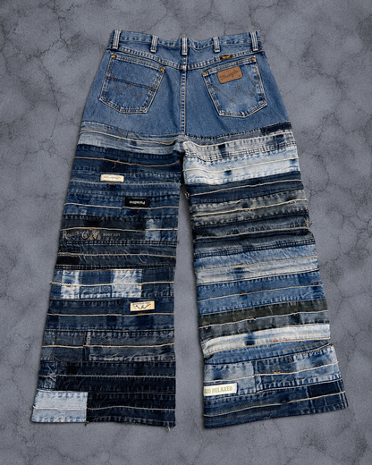 REBUILD CONTRAST PATCHWORK WIDE DENIM