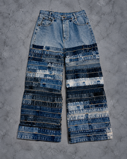REBUILD GRADATION PATCHWORK WIDE DENIM