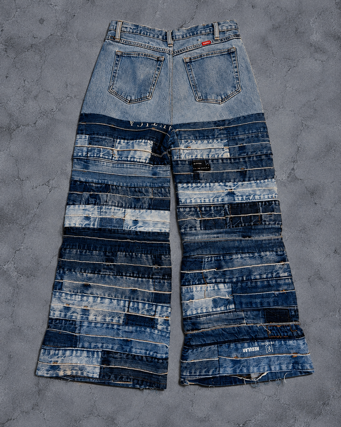 REBUILD GRADATION PATCHWORK WIDE DENIM
