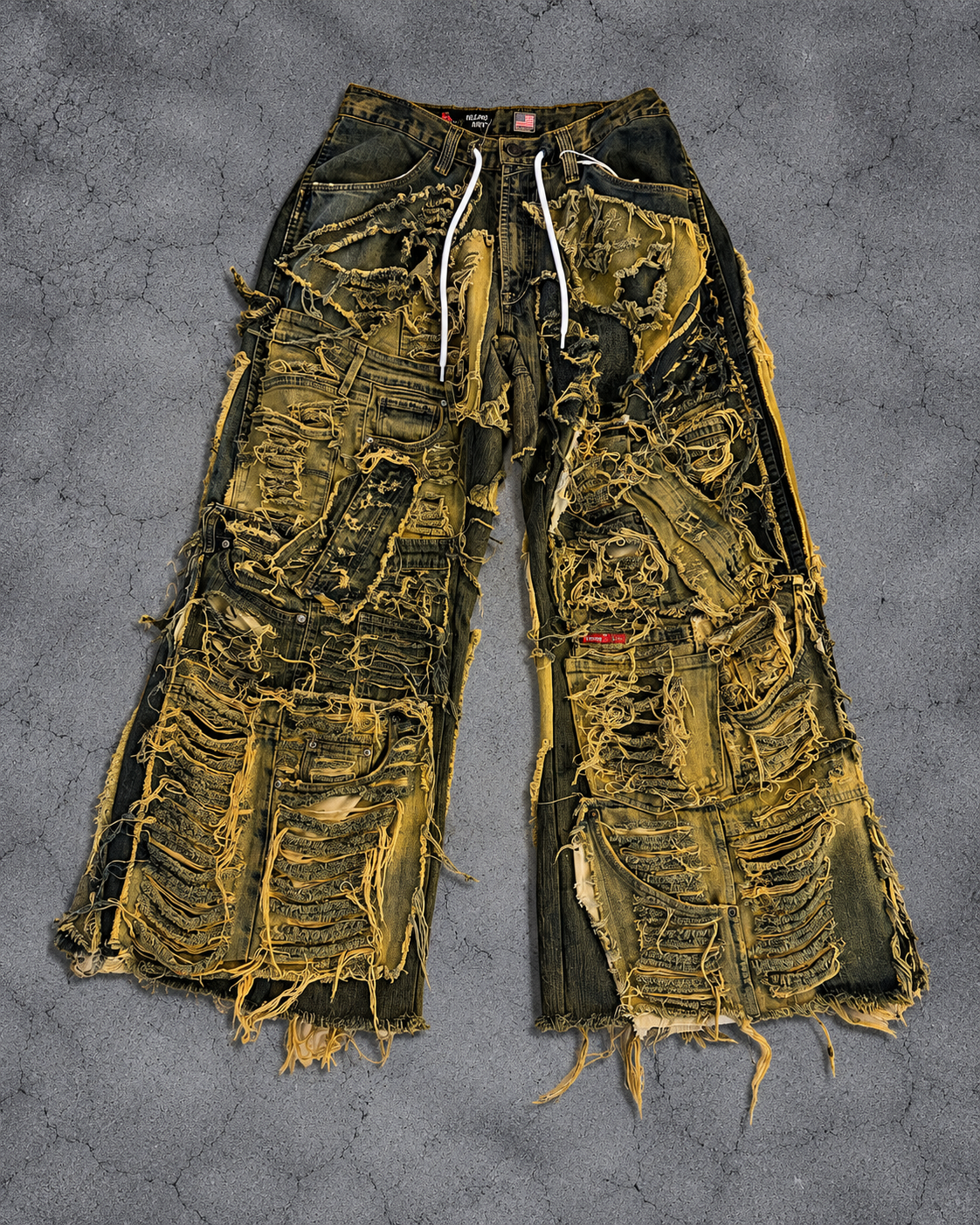 REBEL SHRED PATCHWORK WIDE DENIM