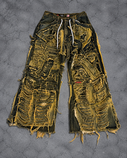REBEL SHRED PATCHWORK WIDE DENIM