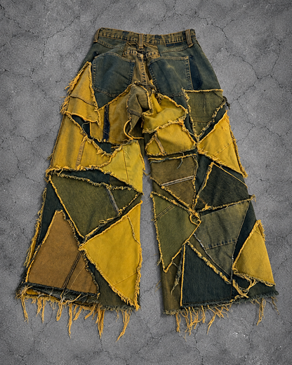 REBEL SHRED PATCHWORK WIDE DENIM